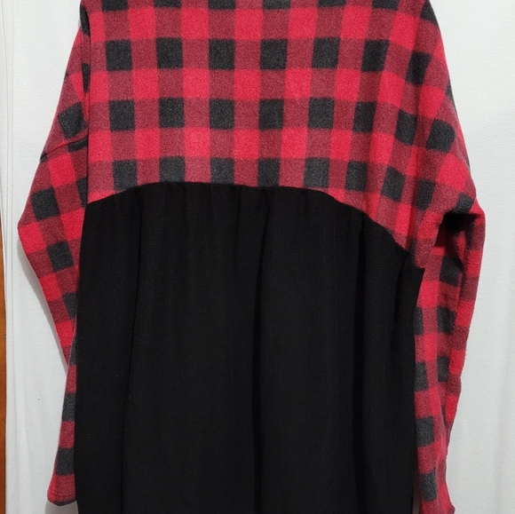 ces femme long sleeve buffalo check waffle thermal flowly bottom hem - Picture 2 of 14